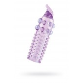 Гелевая фиолетовая насадка с шариками, шипами и усиком - 11 см. - Toyfa Basic - в Волжском купить с доставкой