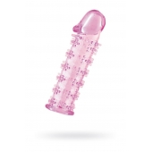 Гелевая розовая насадка на фаллос с шипами - 12 см. - Toyfa Basic - в Волжском купить с доставкой