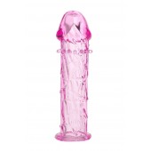 Гладкая розовая насадка с усиками под головкой - 12,5 см. - Toyfa Basic - в Волжском купить с доставкой