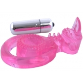 Розовая вибронасадка со стимулятор клитора   Язычок - Toyfa Basic - в Волжском купить с доставкой