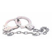 Наручники из металла с длинной цепочкой CHROME HANDCUFFS METAL HANDCUFFS W. KEY - NMC - купить с доставкой в Волжском
