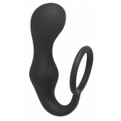 Чёрное эрекционное кольцо с анальной пробкой Double Pleasure Anal Plug - Lola Games - в Волжском купить с доставкой