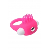 Розовое эрекционное кольцо с щеточкой LIT-UP SILICONE STIMU RING 5 - Dream Toys - в Волжском купить с доставкой