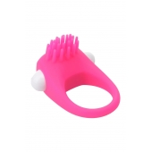 Розовое эрекционное кольцо с щеточкой LIT-UP SILICONE STIMU RING 5 - Dream Toys - в Волжском купить с доставкой