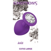 Большая фиолетовая анальная пробка Emotions Cutie Large с прозрачным кристаллом - 10 см. - Lola Games - купить с доставкой в Волжском