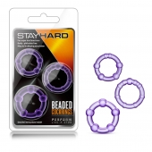 Набор из 3 фиолетовых эрекционных колец Stay Hard Beaded Cockrings - Blush Novelties - в Волжском купить с доставкой