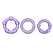 Набор из 3 фиолетовых эрекционных колец Stay Hard Beaded Cockrings - Blush Novelties - в Волжском купить с доставкой