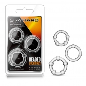Набор из 3 прозрачных эрекционных колец Stay Hard Beaded Cockrings - Blush Novelties - в Волжском купить с доставкой