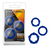 Набор из 3 синих эрекционных колец Stay Hard Beaded Cockrings - Blush Novelties - в Волжском купить с доставкой