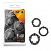 Набор из 3 чёрных эрекционных колец Stay Hard Beaded Cockrings - Blush Novelties - в Волжском купить с доставкой