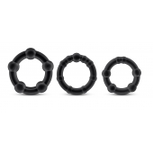 Набор из 3 чёрных эрекционных колец Stay Hard Beaded Cockrings - Blush Novelties - в Волжском купить с доставкой