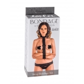 Ошейник с длинной лентой и наручниками Strap Bondage Kit Plus Size - Lola Games - купить с доставкой в Волжском
