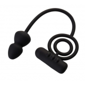 Чёрное эрекционное кольцо с вибропулькой и анальным хвостом - Erotist Adult Toys - в Волжском купить с доставкой