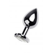 Серебристая анальная пробка с прозрачным кристаллом-сердцем - 8 см. - ToyFa - купить с доставкой в Волжском