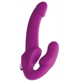 Ярко-розовый безремневой вибрострапон Evoke Vibrating Strapless Silicone Strap-on Dildo - XR Brands - купить с доставкой в Волжском