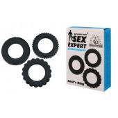 Набор из 3 рельефных эрекционных колец Sex Expert - Sex Expert - в Волжском купить с доставкой