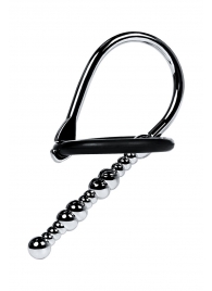 Серебристый уретральный плаг-бусины TOYFA Metal с мягким фиксириющим кольцом - ToyFa - купить с доставкой в Волжском