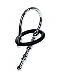 Серебристый уретральный плаг-бусины TOYFA Metal с мягким фиксириющим кольцом - ToyFa - купить с доставкой в Волжском