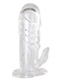 Прозрачная гелевая насадка с клиторальным отростком - 13 см. - Toyfa Basic - в Волжском купить с доставкой