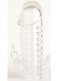 Гелевая прозрачная насадка с 2 отростками - 13 см. - Toyfa Basic - в Волжском купить с доставкой