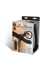 Чёрный полый страпон с вибрацией Unisex Vibrating Hollow Strap-On - 14 см. - Lux Fetish - купить с доставкой в Волжском