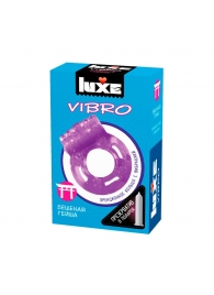 Фиолетовое эрекционное виброкольцо Luxe VIBRO  Бешеная гейша  + презерватив - Luxe - в Волжском купить с доставкой