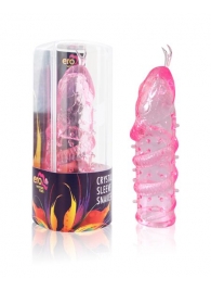 Закрытая рельефная насадка Crystal sleeve snakes в виде змеи с усиками - 14 см. - Erowoman-Eroman - в Волжском купить с доставкой