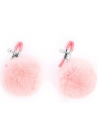 Зажимы для сосков с розовым пушком - Notabu - купить с доставкой в Волжском