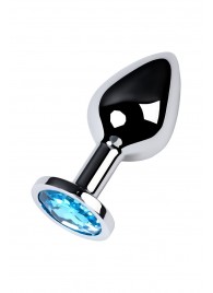 Серебристая конусовидная анальная пробка с голубым кристаллом - 8 см. - ToyFa - купить с доставкой в Волжском