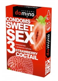 Презервативы для орального секса DOMINO Sweet Sex с ароматом клубничного коктейля  - 3 шт. - Domino - купить с доставкой в Волжском