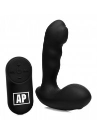 Черный стимулятор простаты Alpha-Pro 7X P-Milker Silicone Prostate Stimulator with Milking Bead - XR Brands - в Волжском купить с доставкой