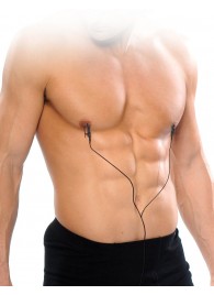 Черные электрические зажимы для сосков Shock Therapy Nipple Clamps - Pipedream - купить с доставкой в Волжском