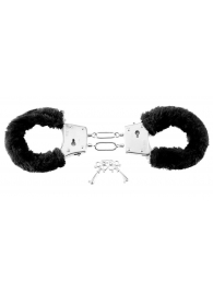 Меховые чёрные наручники Beginner s Furry Cuffs - Pipedream - купить с доставкой в Волжском