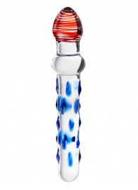 Стеклянный двусторонний фаллоимитатор с шишечками - 19 см. - Sexus