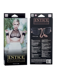 Черные мягкие наручники Entice French Cuffs с цепью - California Exotic Novelties - купить с доставкой в Волжском