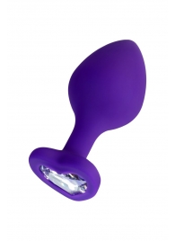 Фиолетовая анальная втулка Diamond Heart с прозрачным кристаллом - 8 см. - ToyFa - купить с доставкой в Волжском