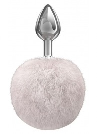 Серебристая анальная пробка с белым пушистым хвостиком Twinkle - Lola Games - купить с доставкой в Волжском