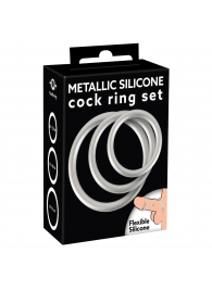 Набор из 3 эрекционных колец под металл Metallic Silicone Cock Ring Set - Orion - в Волжском купить с доставкой