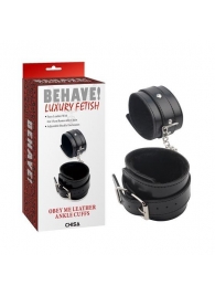 Черные оковы на ноги Obey Me Leather Ankle Cuffs - Chisa - купить с доставкой в Волжском