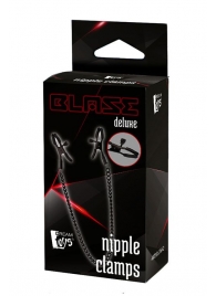 Черные зажимы на соски на цепочке BLAZE DELUXE NIPPLE CLAMPS - Dream Toys - купить с доставкой в Волжском