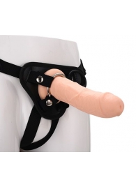 Черные трусики с телесной насадкой STRAP ON REAL DILDO - 21 см. - Dream Toys - купить с доставкой в Волжском