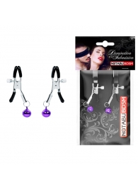 Оригинальные зажимы на соски с фиолетовыми шариками - Notabu - купить с доставкой в Волжском