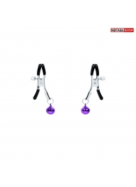 Оригинальные зажимы на соски с фиолетовыми шариками - Notabu - купить с доставкой в Волжском