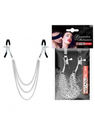 Оригинальные зажимы на соски с тройной цепочкой - Notabu - купить с доставкой в Волжском