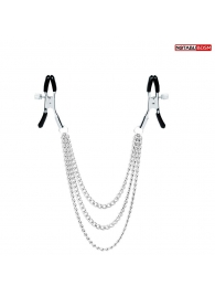 Оригинальные зажимы на соски с тройной цепочкой - Notabu - купить с доставкой в Волжском