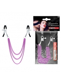 Оригинальные зажимы на соски с тройной розовой цепочкой - Notabu - купить с доставкой в Волжском