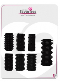 Набор из 7 черных насадок PENIS SLEEVES SET - Dream Toys - в Волжском купить с доставкой