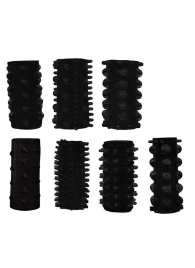 Набор из 7 черных насадок PENIS SLEEVES SET - Dream Toys - в Волжском купить с доставкой