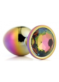 Голографическая анальная втулка с радужным кристаллом - 7,1 см. - Dream Toys - купить с доставкой в Волжском