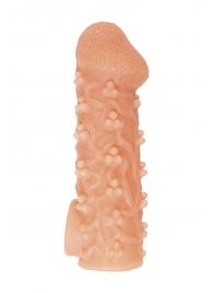 Телесная закрытая насадка с пучками шишечек Cock Sleeve Size S - 13,8 см. - KOKOS - в Волжском купить с доставкой